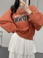 DAZY Letter Graphic Drop Shoulder Sweatshirt