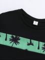 SHEIN Kids SUNSHNE Boys Coconut Tree Print Tee & Shorts