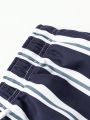 Men's Random Stripe Drawstring Beach Shorts