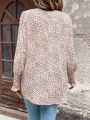 Women'S Casual Lantern Sleeve Regular Jacket With Random Pattern