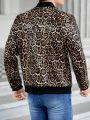 SHEIN Men Leopard Print Zip Up Bomber Jacket