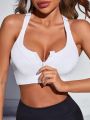 Daily&Casual Women's Zipper Closure Yoga Hollow Out Active Bra