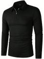 Manfinity Men Quarter Zip Ribbed Knit Polo Shirt