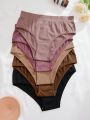 5pcs/Pack Plus Size Solid Color Triangle Panties