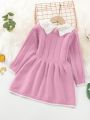 Baby Girls' Long Sleeve Cute Doll Collar Sweater Dress, Fall/winter