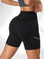 Wide Waistband Sports Shorts With Phone Pocket