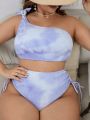 SHEIN Swim Basics Plus Size Tie-Dye Swimsuit Set