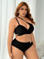 SHEIN Swim Vcay Plus Size Solid Color Hollow-Out Swimwear Set