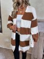 SHEIN Frenchy Women's Stripe Drop Shoulder Open Front Cardigan