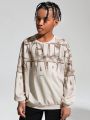 SHEIN Kids EVRYDAY Boys' Casual Loose Fit Knitted Pullover Sweatshirt With Round Neck & Letter Print Pattern