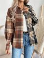 SHEIN LUNE Women's Plaid Drop Shoulder Shirt