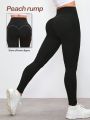 SHEIN Yoga Basic High Waist Compression Workout Leggings For Abdominal Control And Butt Lifting