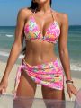 SHEIN Swim Mod 3pcs/Set Flower Print Swimsuit