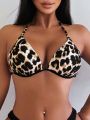 SHEIN Swim Vcay Women'S Leopard Print Bikini Top