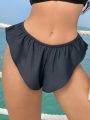 SHEIN Swim Basics Women's Solid Color Ruffle Trim Swimwear Bottom