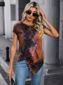 SHEIN LUNE Kink Detail Tie-Dye T-Shirt