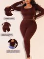 Plus Size Square Neck Jumpsuit Shapewear