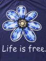 Floral Slogan Printed T-Shirt