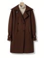 Men's Double-breasted Solid Colored Woolen Coat