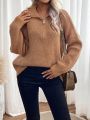 Quarter Zip Drop Shoulder Sweater