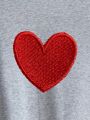 Men's Plus Size Warm Heart Embroidery Lined Sweatshirt