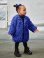 SHEIN Baby Girl Solid Teddy Coat