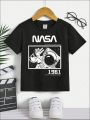 SHEIN Boys' (Toddler/Little Kids') Astronaut Printed Short Sleeve T-Shirt