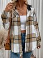 SHEIN LUNE Women'S Plaid Hooded Casual Jacket