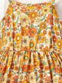 SHEIN Kids SUNSHNE Toddler Girls' Floral Printed Strap Dress