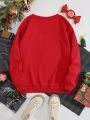 Plus Size Christmas Printed Warm Lined Hoodie