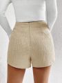SHEIN Privé Ladies' Metallic Buckle Connect Irregular Hem Skirt Pants