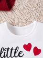 Infant Valentine'S Day Love Heart Letter Print Casual Short Sleeve T-Shirt, Summer