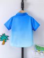 SHEIN Kids SUNSHNE Boys' Coconut Tree Print Ombre Short Sleeve Shirt
