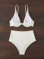 SHEIN Swim Basics Solid Color Steel Plate Push-up High Waist Bikini