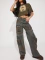 Luxe Cargo Detachable Wide Leg Jeans