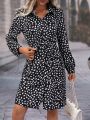 Dalmatian Print Belted Shirt Dress