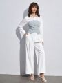 SHEIN BIZwear Women'S High Waisted Suit Trousers With Slanted Pockets