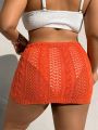 SHEIN Swim BohoFeel Plus Size Women'S Cardigan - Hollow Out Strap Skirt
