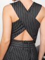 Luxe Pinstripe Crisscross Vest & Pants Set