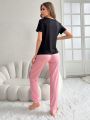 Ladies' Letter Printed Casual Comfortable Homewear Set