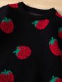 Baby Girl Strawberry Pattern Sweater Dress