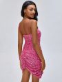 EMILY REED Ruched Sequin Bodycon Cami Dress