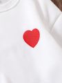 Teen Girl Heart Embroidery Thermal Lined Sweatshirt