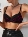 Ladies' Sexy Lace & Rhinestone Decor Bra With Underwire