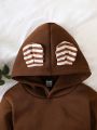 SHEIN Baby Boy 3D Ear Design Hoodie & Striped Pants