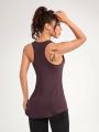 SHEIN Daily&Casual Solid Color Racerback Sports Tank Top