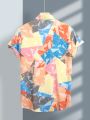 Men'S Color Block Geometric Printed Shirt