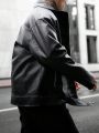 Men Zip Up PU Leather Jacket