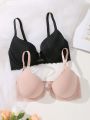 2pcs/Set Plus Size Lace Decorated Bra