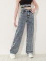 SHEIN Teen Girl Slant Pocket Straight Leg Jeans